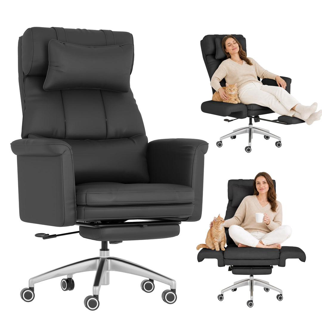 FLEXISPOT Luno Chefsessel Ergonomischer Bürostuhl mit Fussstütze | 180° Armlehnen-Klappfunktion, Kat