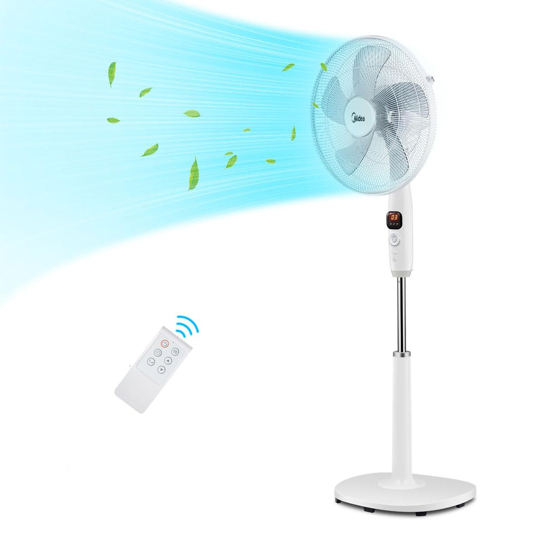 Midea FS40-16CR DC Motor Standventilator leise Extreme,mit Fernbedienung,12 Geschwindigkeiten,12H Ti