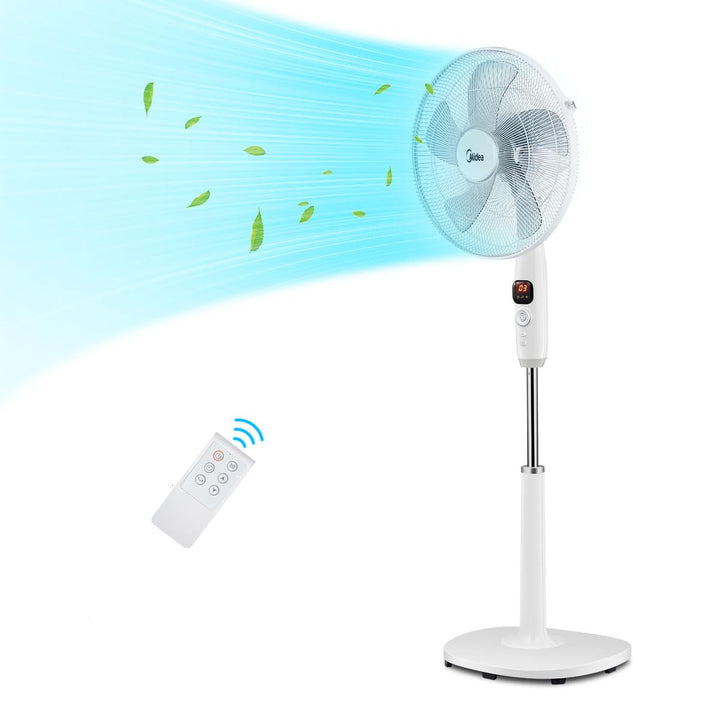 Midea FS40-16CR DC Motor Standventilator leise Extreme,mit Fernbedienung,12 Geschwindigkeiten,12H Ti