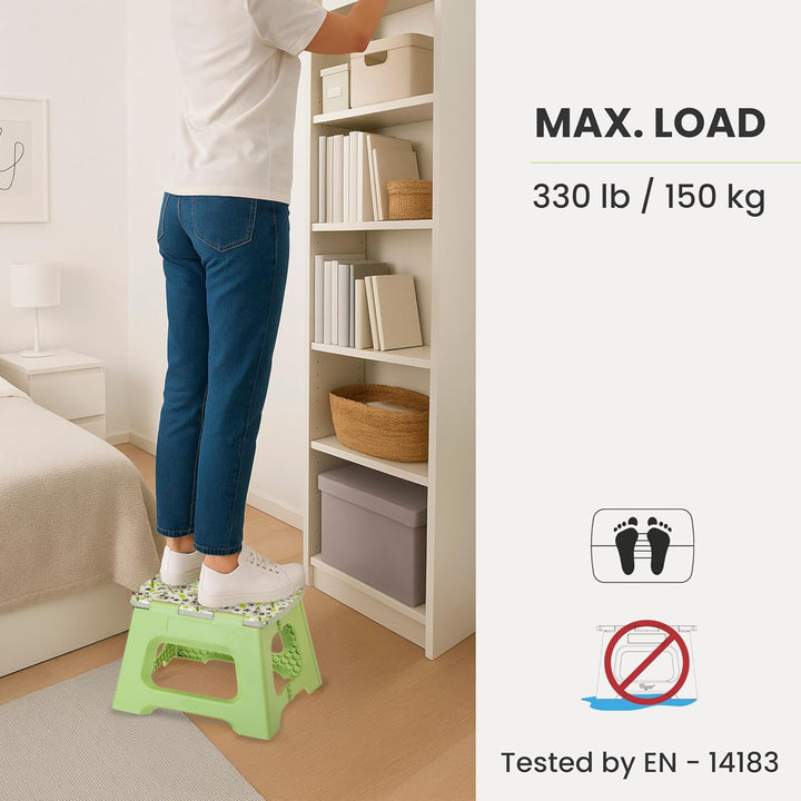VIGAR Kompakte Tritthocker Klappbar für Erwachsene, 23 cm, Klapphocker Faltbar 150 kg rutschfest, Le