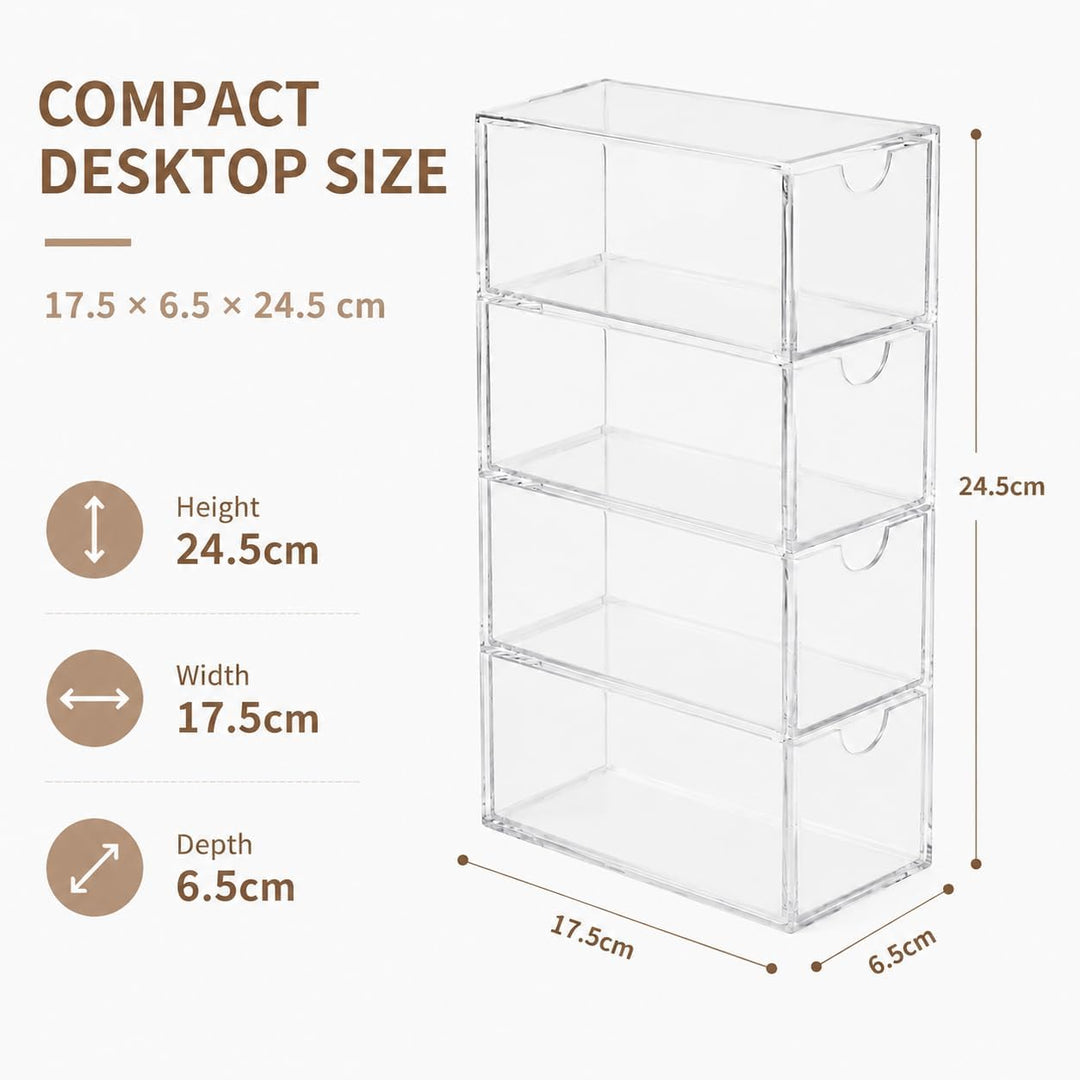 Acryl Stifthalter Organizer Durchsichtig Tee Box mit 4 Schubladen