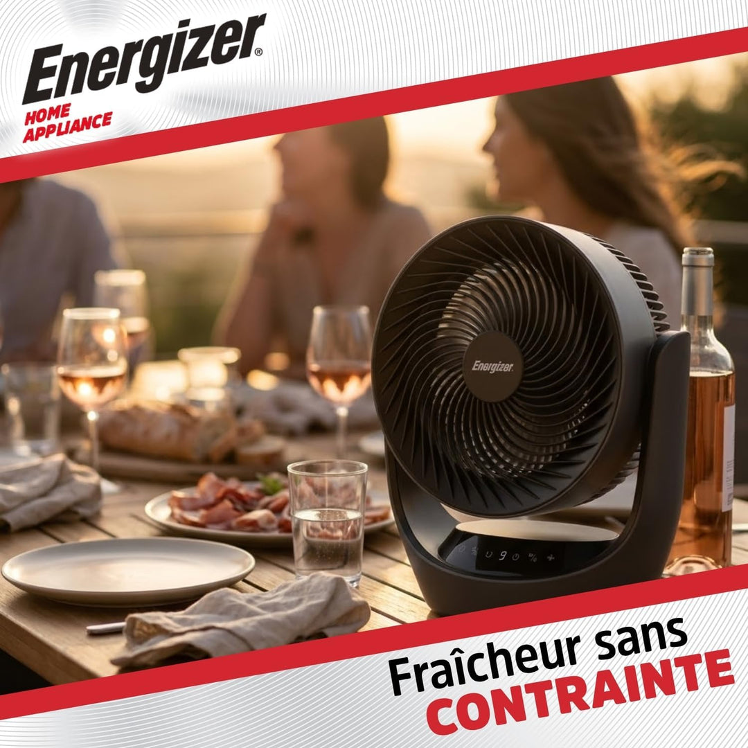 Energizer Tischventilator, leise, 35 dB, tragbar, wiederaufladbar, 3600 mAh, 9 Geschwindigkeitsstufe