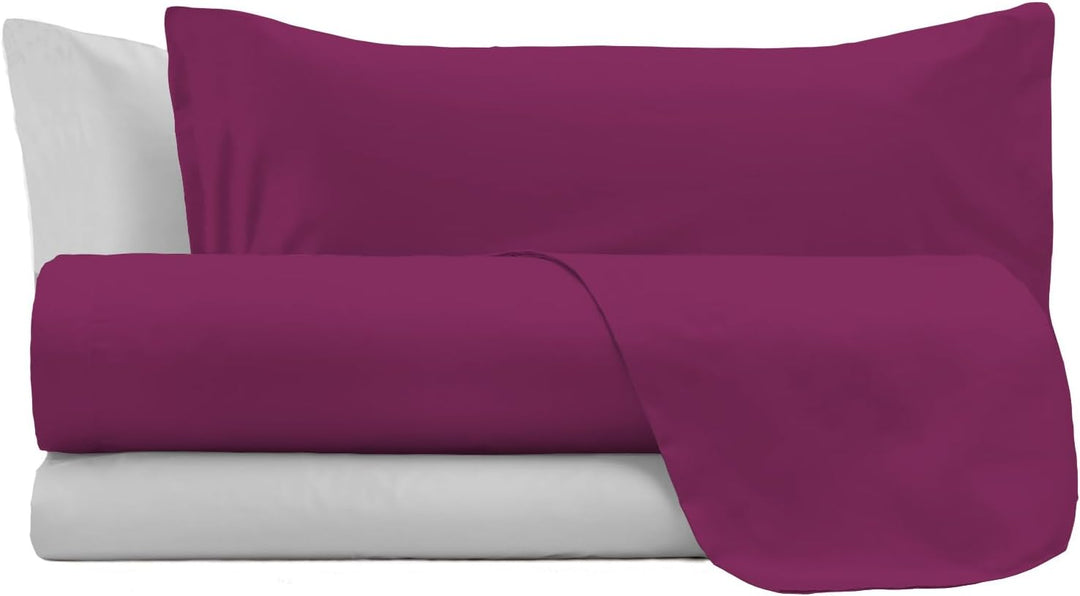 Italienische Bettwäsche Bedding Leinen Fuchsia/Grau Doppel-250 x 300 cm 250 x 300 cm Fucsia/Grigio,