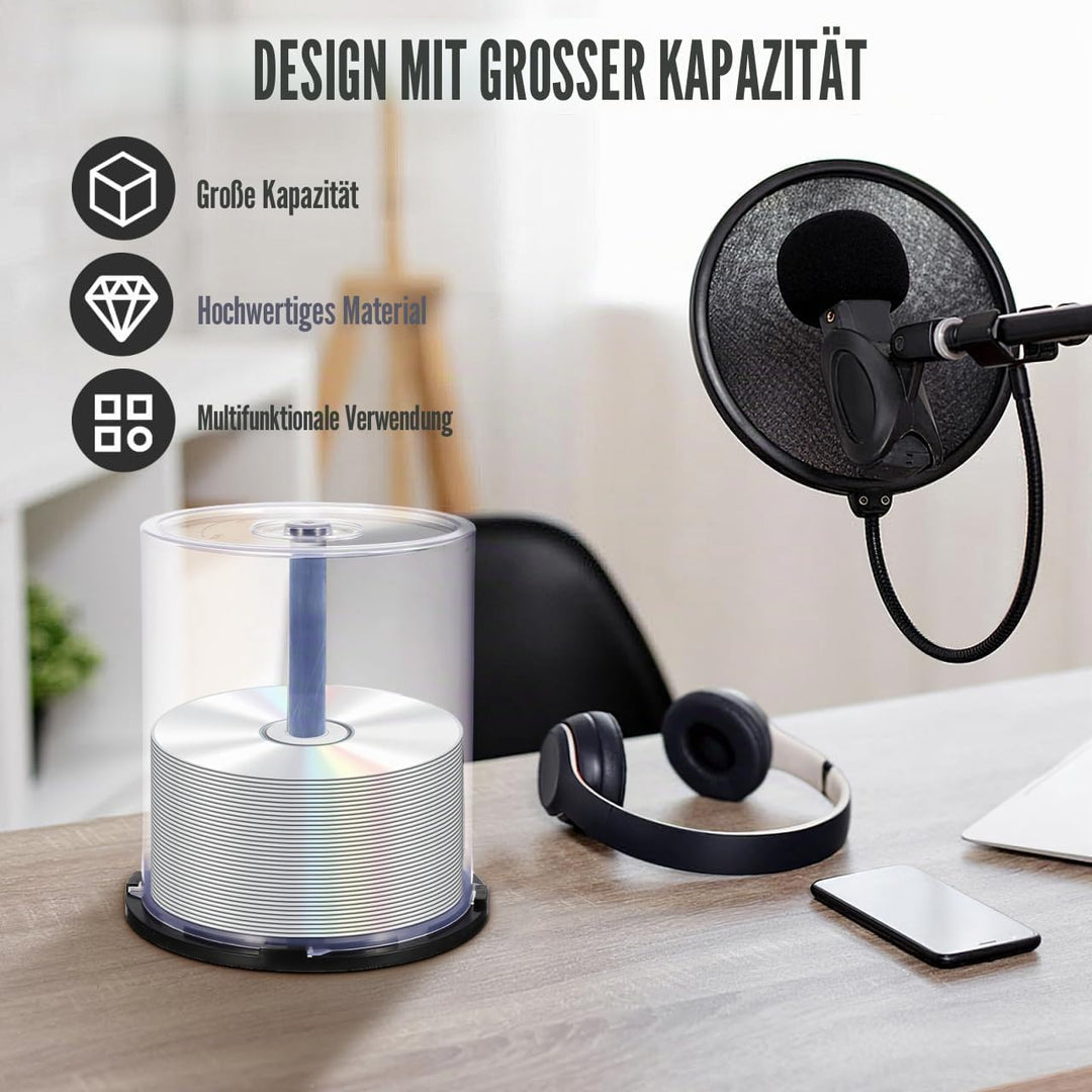 Zerodeko Cd-Aufbewahrungseimer 2Er-Set Transparenter Dvd-Halter Mit Staubschutz Kompakter Plastik Cd