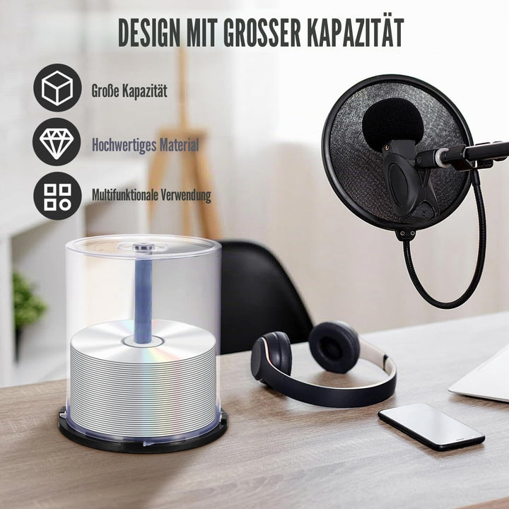 Zerodeko Cd-Aufbewahrungseimer 2Er-Set Transparenter Dvd-Halter Mit Staubschutz Kompakter Plastik Cd