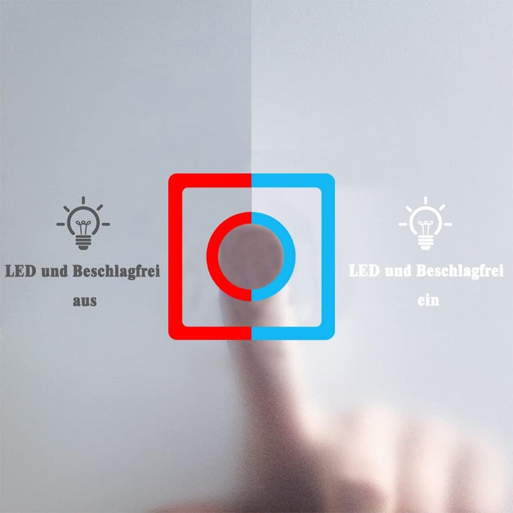 Biubiubath 80x60cm LED Badspiegel mit Touch-Schalter,Badspiegel mit Beleuchtung,Beschlagfrei,Badezim