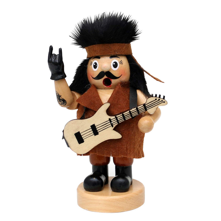 Dekohelden24 Holz Räuchermann als Rocker mit Gitarre, naturfarben, ca. 10 x 7 x 15 cm., Rocker
