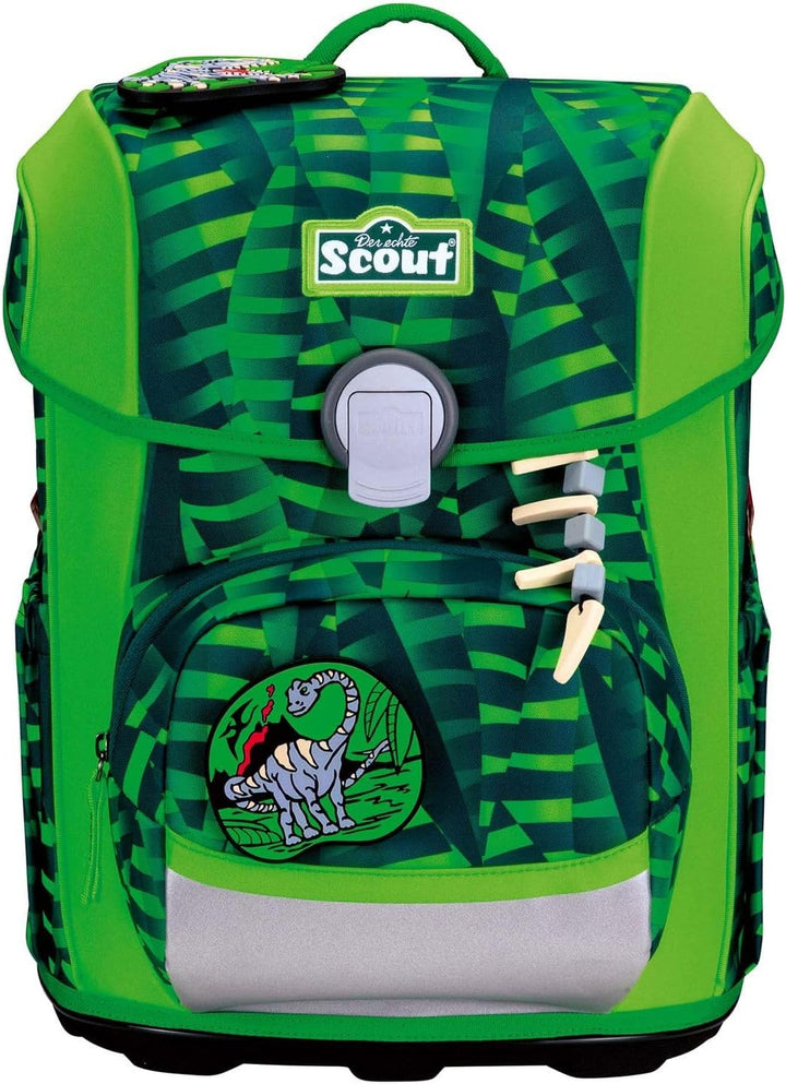 SCOUT Schulranzen Basic Neo Set 4-teilig Danger Dino grün