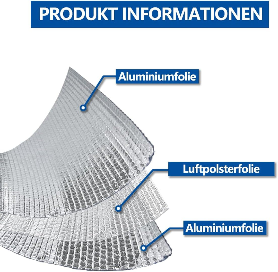Storystore Aluminisierte Isolierfolie 60cm x 3m, 3mm Dicke Isolierung Dämmfolie Doppelseitige Alu-Lu