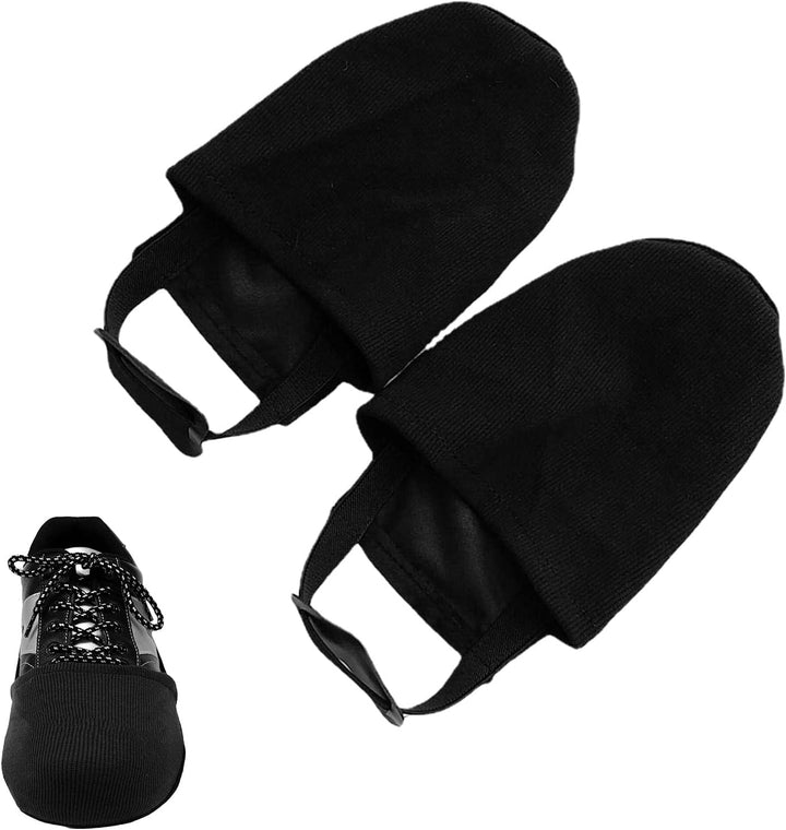 5 Bowling-Schuh-Slider | rutschfeste Bowling-Überschuhe Herren mit elastischer Kordel - Schwarzes Bo