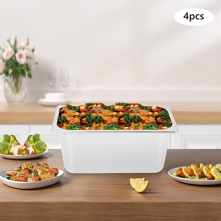4*GN Edelstahlbehälter mit Deckel Rechteckiger Catering-Behälter 1/3 Grösse 6" Tief Edelstahlbehälte