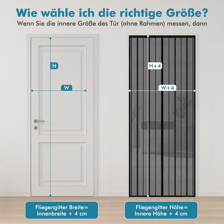 Sekey Magnet Fliegengitter Tür Vorhang für Holz, Eisen, Aluminium Türen und Balkon (140x245 cm, Schw