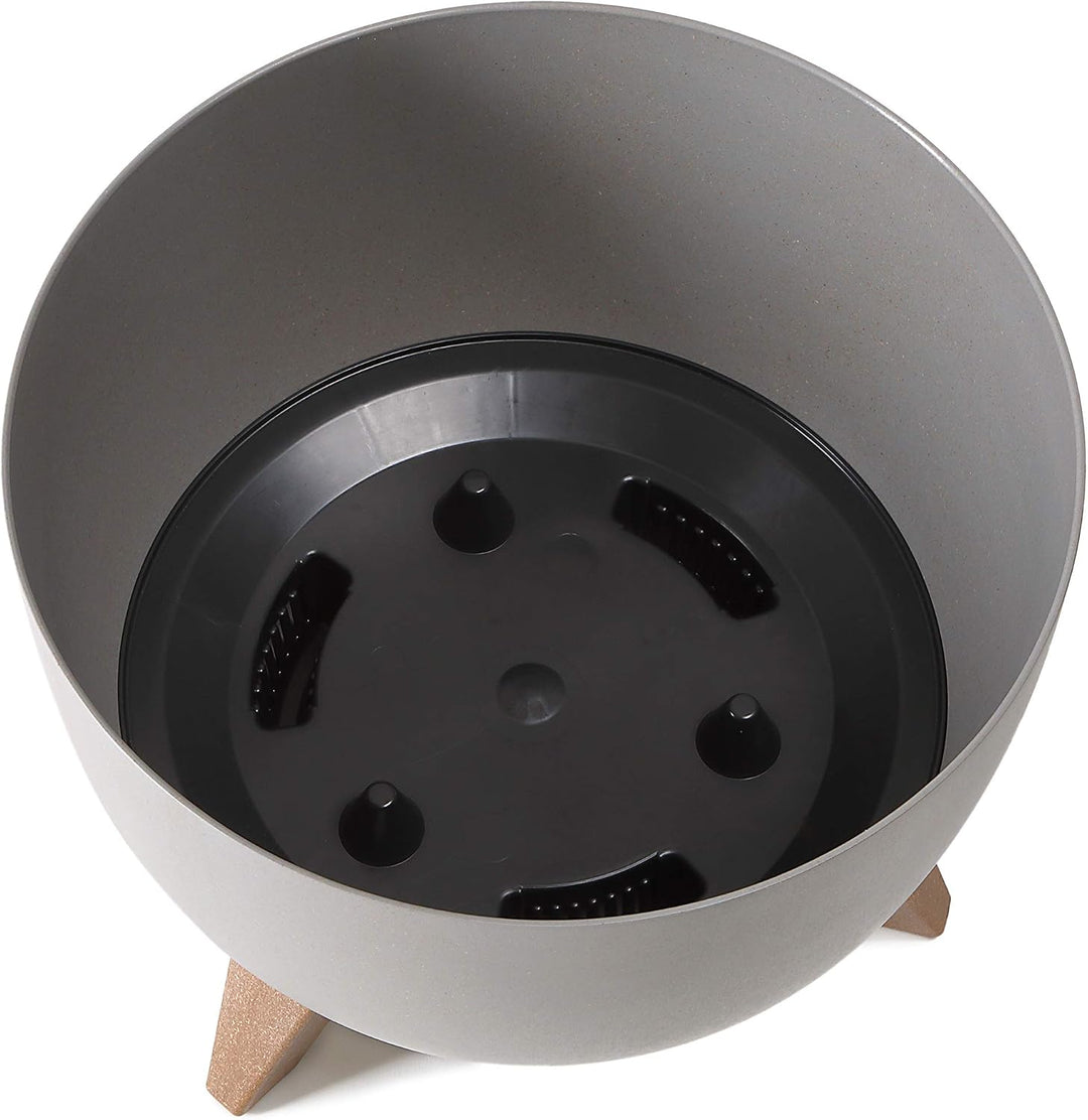 MELTOM Blumentopf XL mit Füssen aus Kunststoff Schale mit Einsatz, Farbe: Schwarz, H: 27 cm, D: 47 c