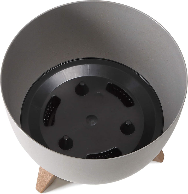 MELTOM Blumentopf XL mit Füssen aus Kunststoff Schale mit Einsatz, Farbe: Schwarz, H: 27 cm, D: 47 c