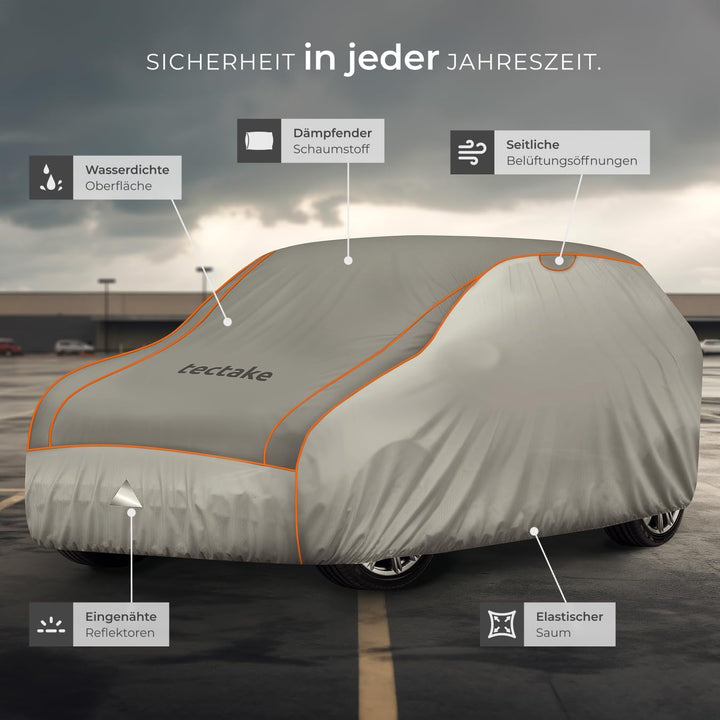tectake® Auto Abdeckplane, Hagelschutz Autoplane, Autoabdeckung, wasserdichte Decke, atmungsaktiv, e