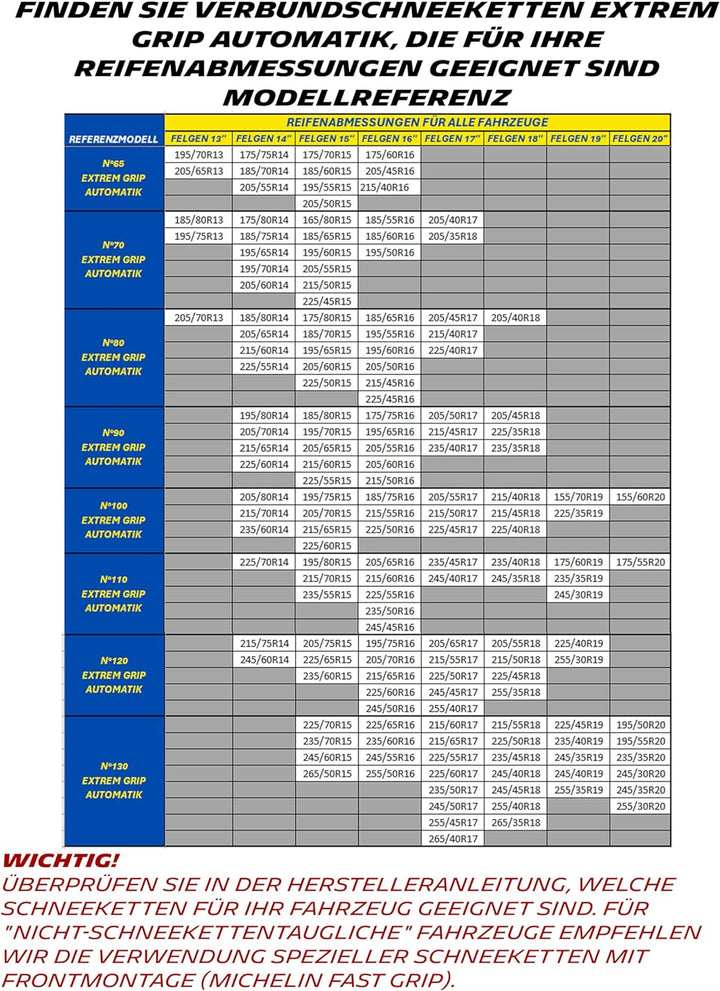 MICHELIN Schneeketten extremer Halt, automatische Spannung N°100, N°100