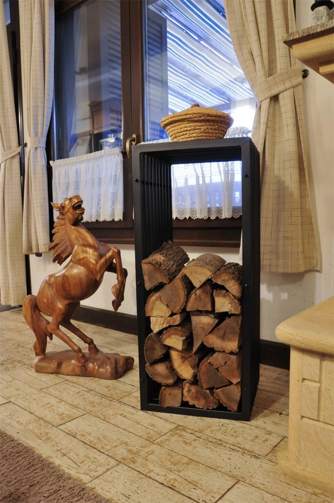 DanDiBo Kaminholzregal D-Stil Kaminholzständer 100 cm Holzkorb Kaminholzhalter Holzregal