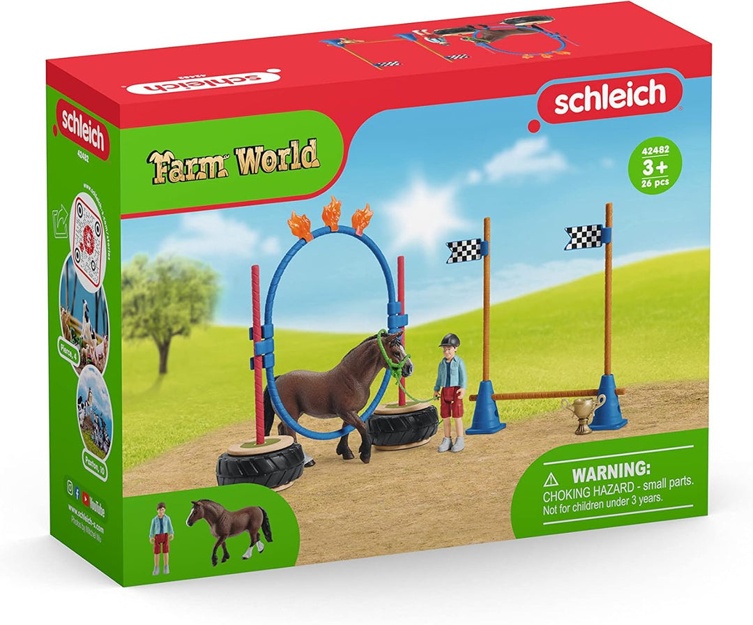 Schleich Farm World | Pony Agility Rennen 42482 | 26 Teile Standardverpackung, Standardverpackung
