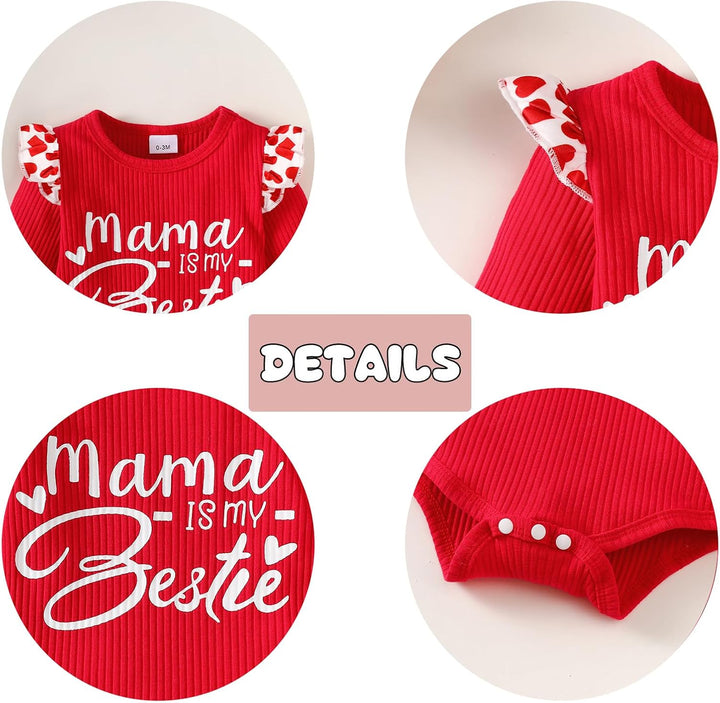 Vestiti Set per Neonata Manica Corta/Lunga Stampa a Lettere Tutina a Coste +Gonna in Denim Abbigliam