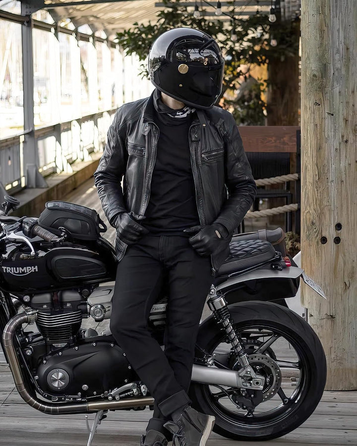 Grapelet Motorradhandschuhe aus Leder, Touchscreen-Motorradhandschuhe mit Knöchelschutz aus PU-Mater