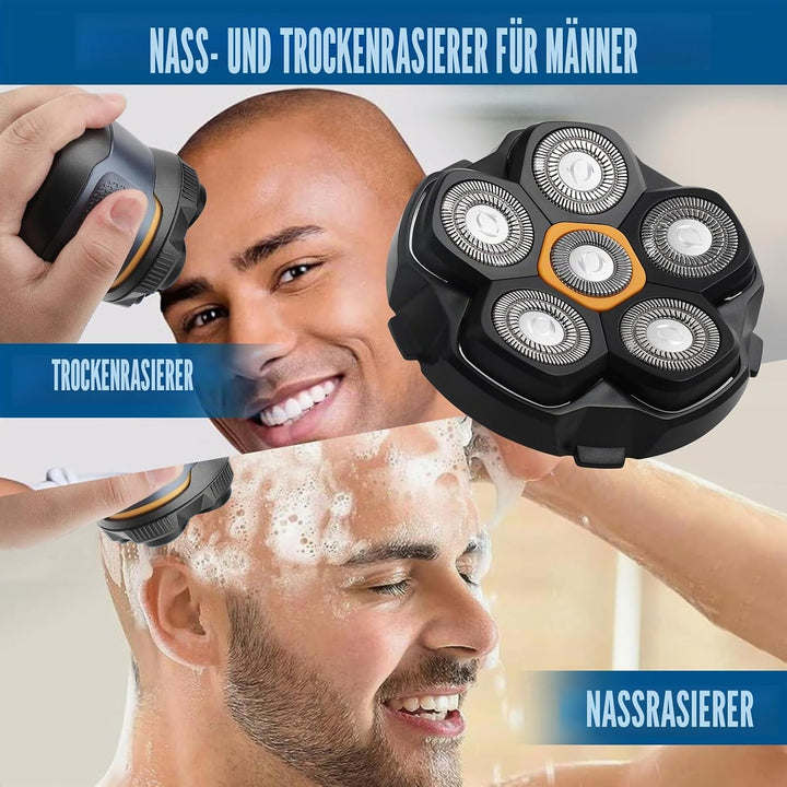 2 Stück Ersatzrasierkopf für Glatzen Rasierer Herren, 6D Magnetischer Rasierkopf Ersatzköpfe Kompati