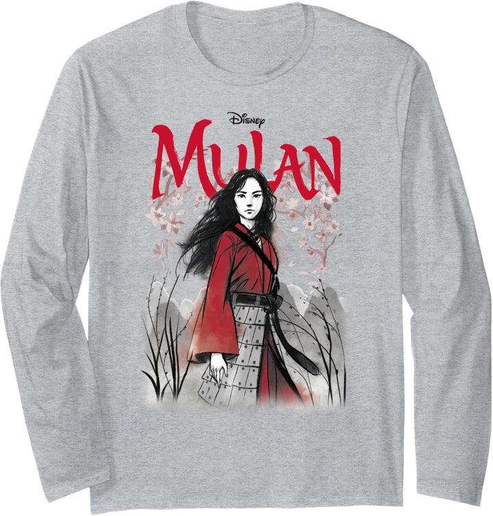 Disney Mulan Live Action Mulan Floral Watercolor Logo Langarmshirt