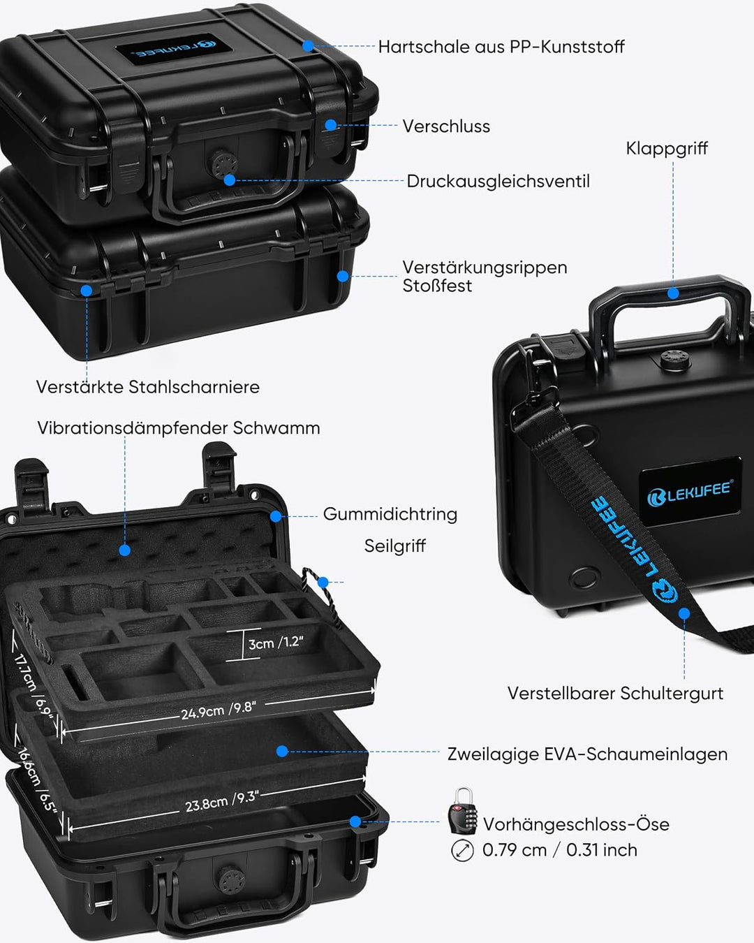 LEKUFEE Wasserdichter Hartschalenkoffer für DJI Osmo Pocket 4P / Pocket 4