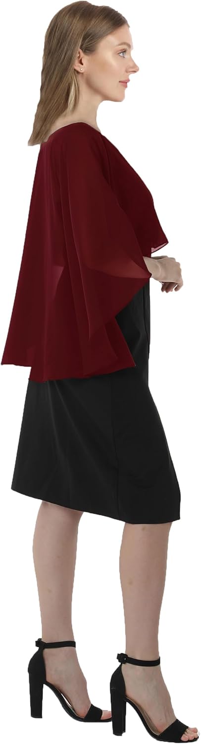 Damen Chiffon-umhang001 Pashmina-Schal Einheitsgrösse Burgunder, Einheitsgrösse Burgunder
