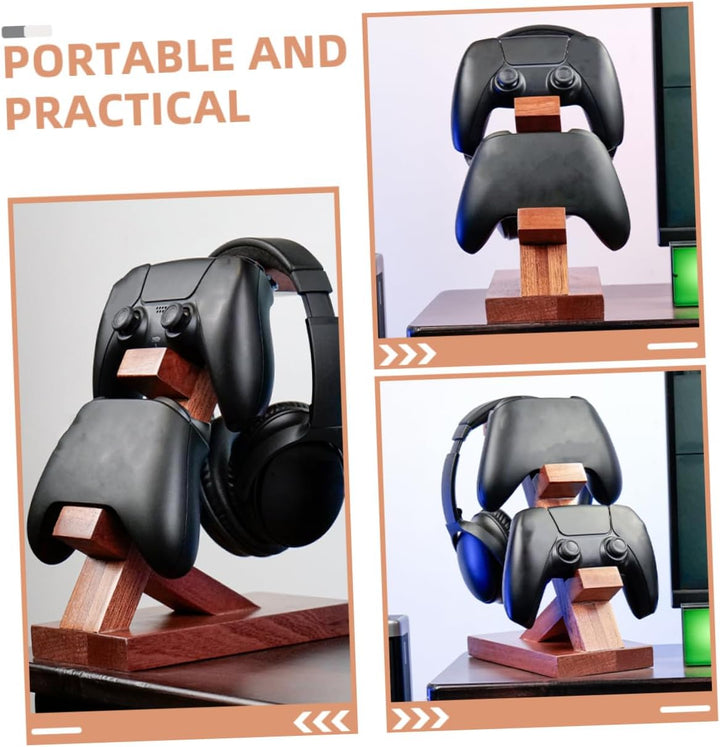 Angoily Holz Gamecontroller Halterung Für Spielkonsole Multifunktionaler Headset Ständer Brauner Org