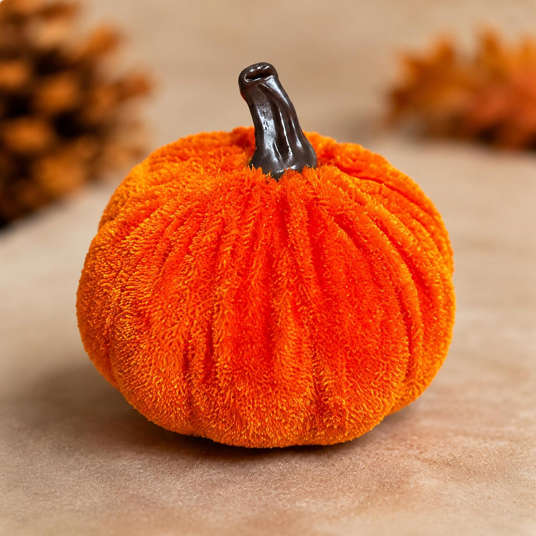 Herbst Dekorative Stoff Kürbis Set 6 Stück Weiche Plüsch Kürbisse für Herbstdeko, Thanksgiving, Hall