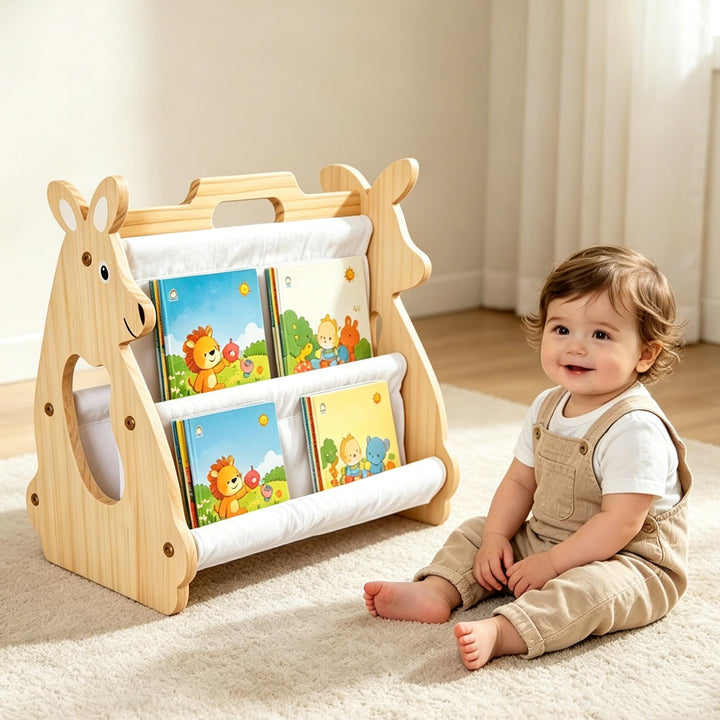 BüCherkiste Kinder Aus Holz, BüCcherregal Kinder Montessori Känguru Design, Bücherregal Kinder Holz