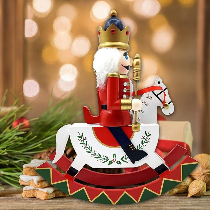 Lpitoy Hölzernes Schaukelpferd, Nussknacker, Soldat, Nussknackerfiguren Auf Schaukelpferd, Weihnacht