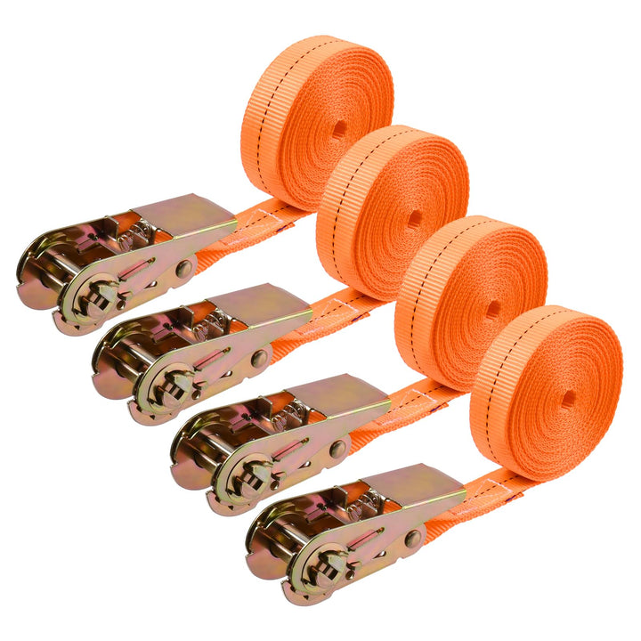 SPEEDWOX 4 Stück Zurrgurte mit Ratsche ohne Ende, Orange Bruchfestigkeit 1750 lb, Breite 1 Zoll, Län