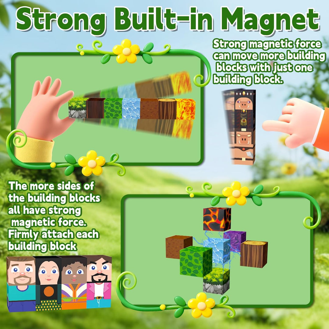 200 Stück Magnetblöcke, magnetische Bausteine, Magnetblöcke für Kinder von 4 bis 8 Jahren, magnetisc