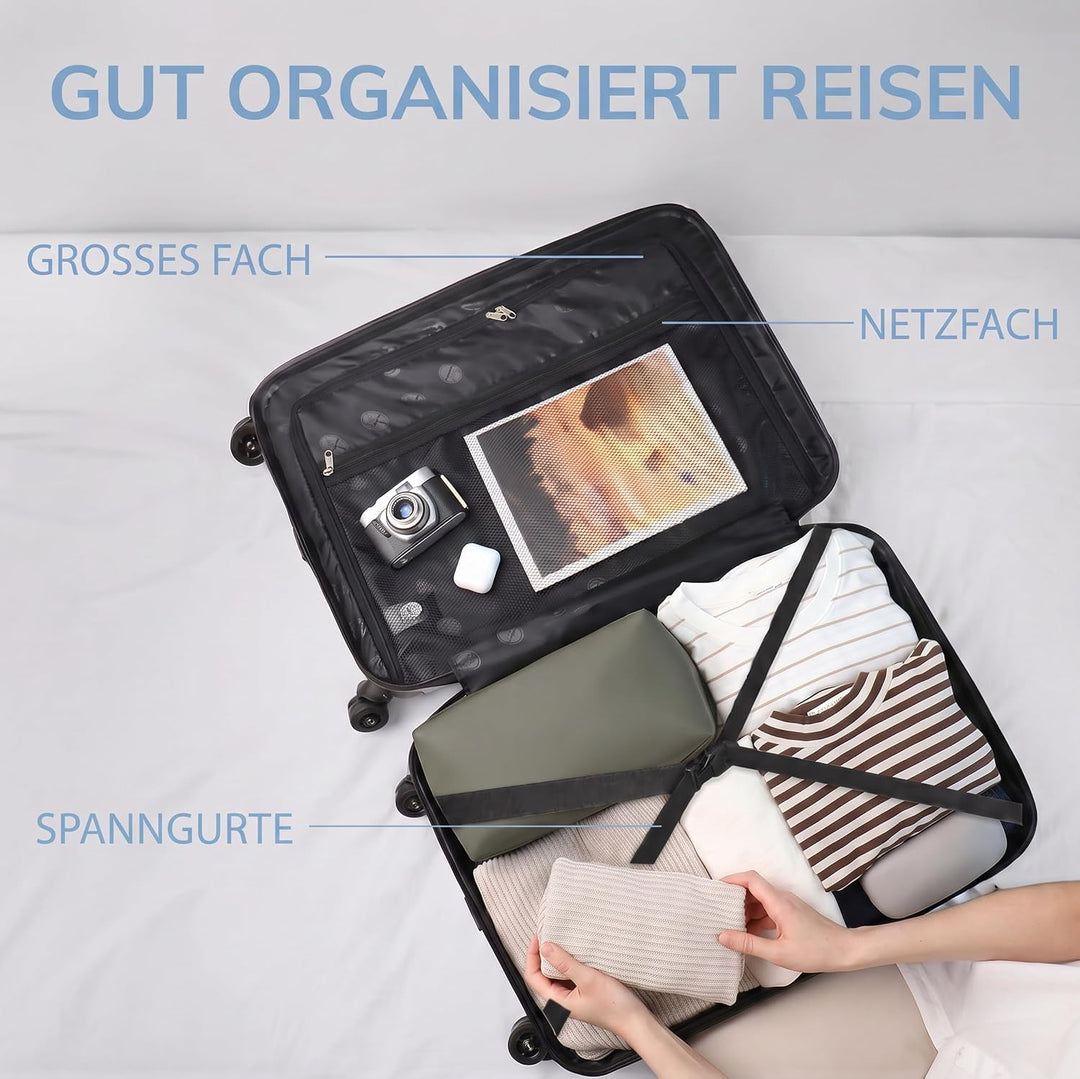 FERGÉ 3er Kofferset Hartschale Gepäckset mit 4 Doppelrollen &amp; TSA Schloss Sky-blue, Sky-blue