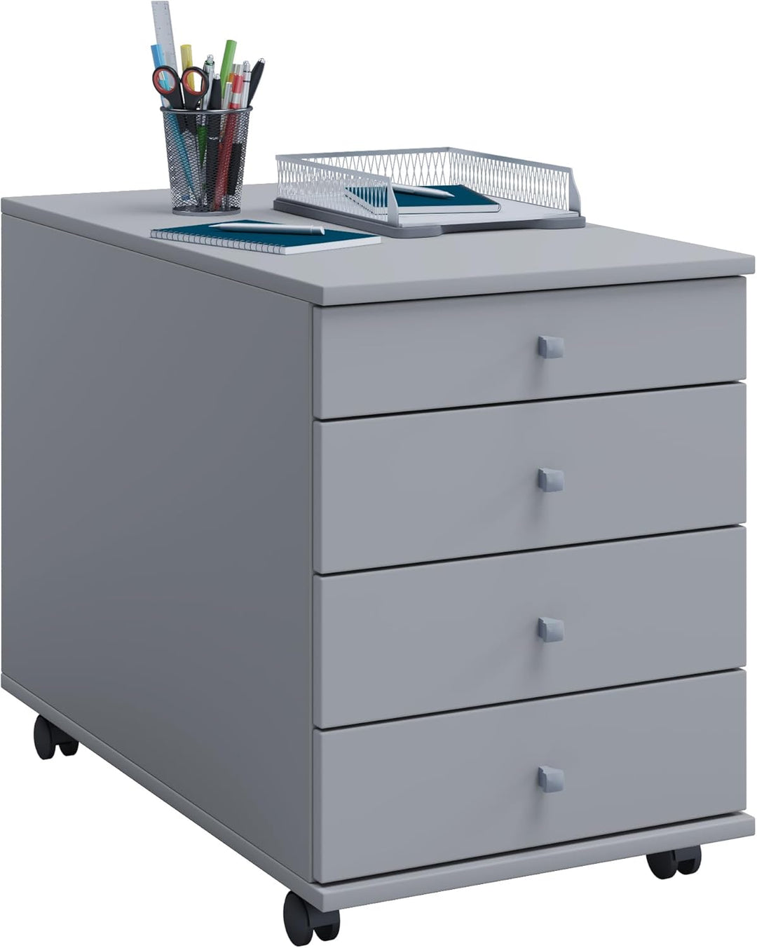 VCM Rollcontainer Beistellcontainer Bürocontainer Rollen rollbar Schublade Lona 75, Grau, Grau