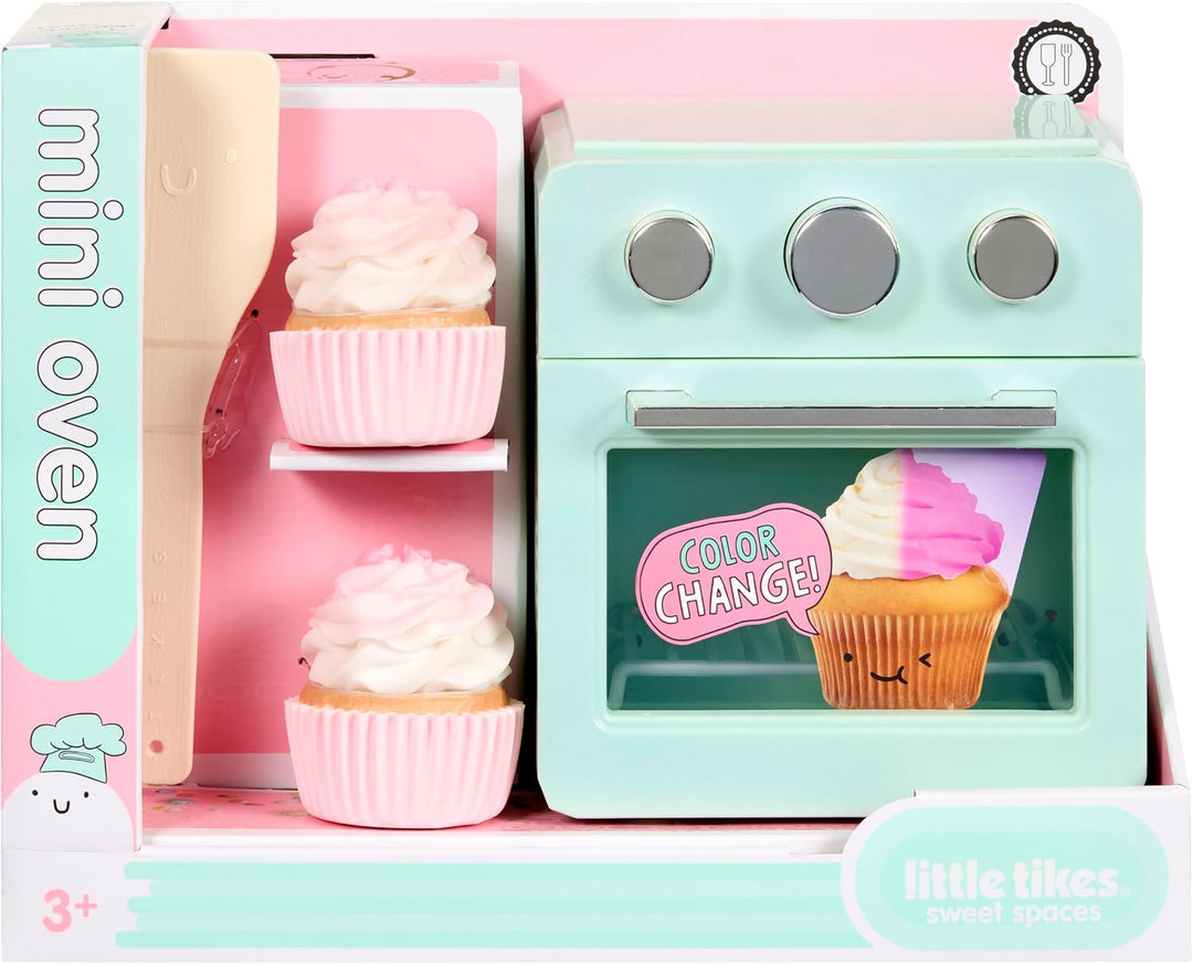 Little Tikes Sweet Spaces Mini Ofen - Mintgrüner Spielzeugbackofen mit farbwechselnden Cupcakes und
