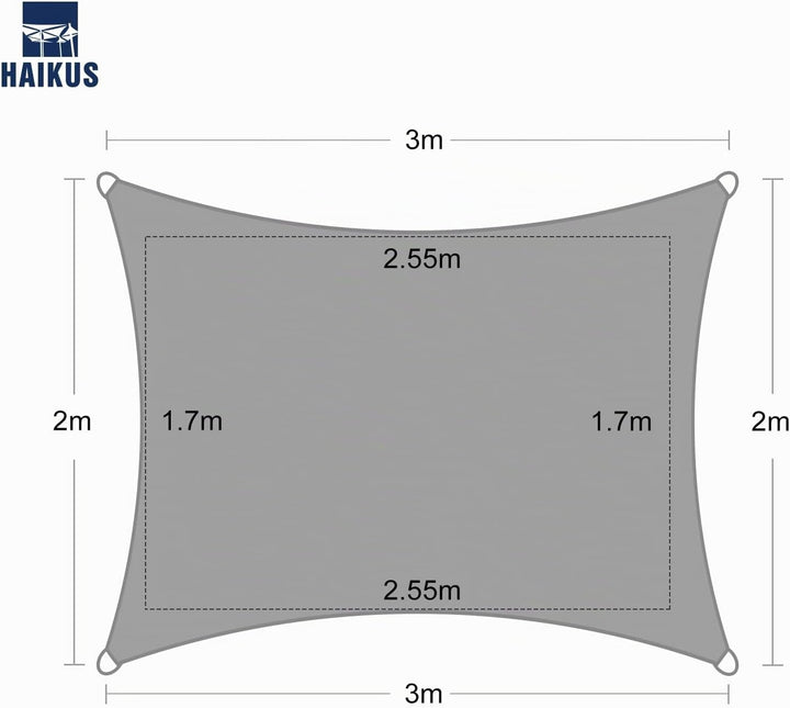 HAIKUS Sonnensegel 2x3 m Weiss Rechteckig, Premium HDPE UV Schutz Sonnenschutz Atmungsaktiv Wetterbe