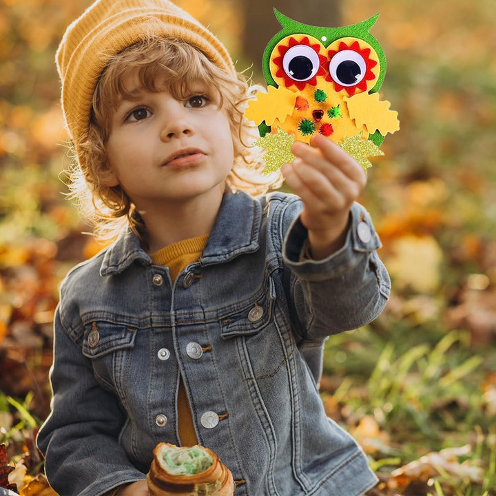 JOYEASE Filz Bastelset Herbst, 9 Stück Owl Igel Bastelset, Herbst Basteln für Kinder, Herbst Kränze