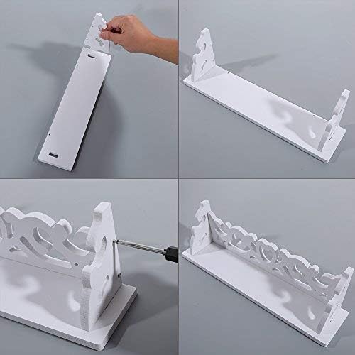 Yosoo weiss Regal Shabby Chic Filigrane Stil Cut Out Design Wandregal, Pastoral Hohl geschnitzt Wand
