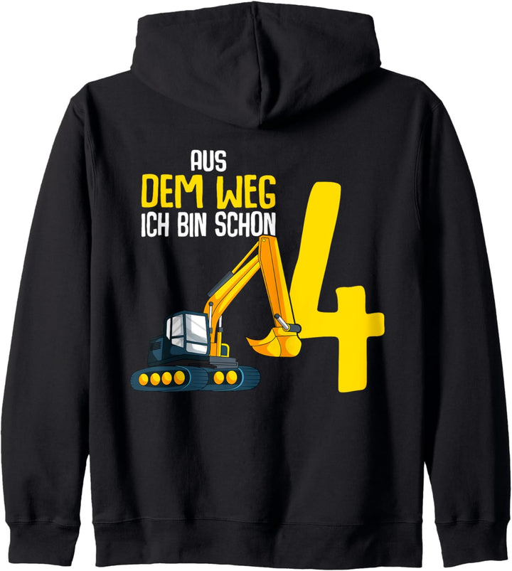 4. Geburtstag Bagger Baggerfahrer 4 Jahre Kinder Junge Kapuzenjacke