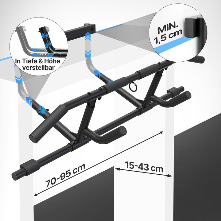 NEOLYMP Premium Klimmzugstange Türrahmen - Türreck mit einstellbarer Höhe, Breite &amp; Tiefe 15–43 cm -