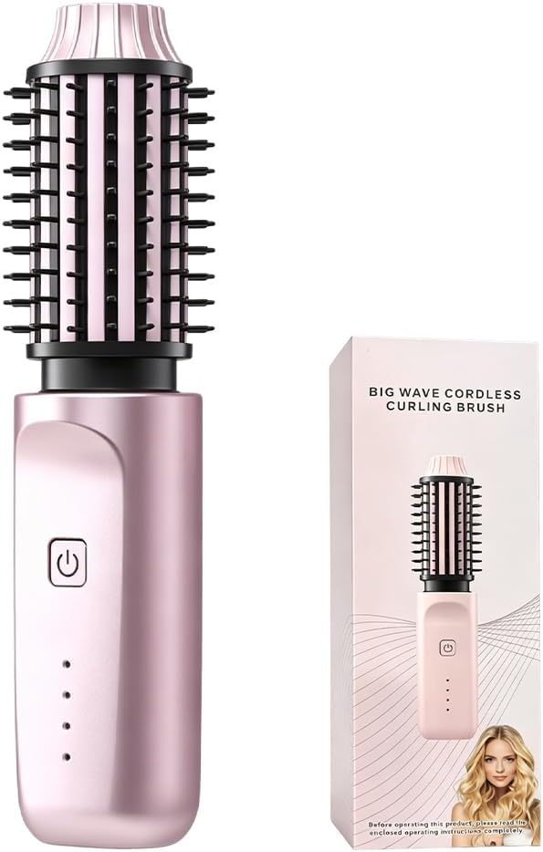 Thermal Brush, Thermobürste Kabellos, Tragbarer Rundbürste Elektrisch mit 4 Temperaturen, Kabellose