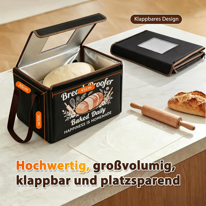 Teigfermentierbox Elektrisch - 10-45°C einstellbarer Brotfermentierer mit Timer, dreiseitige Heizung