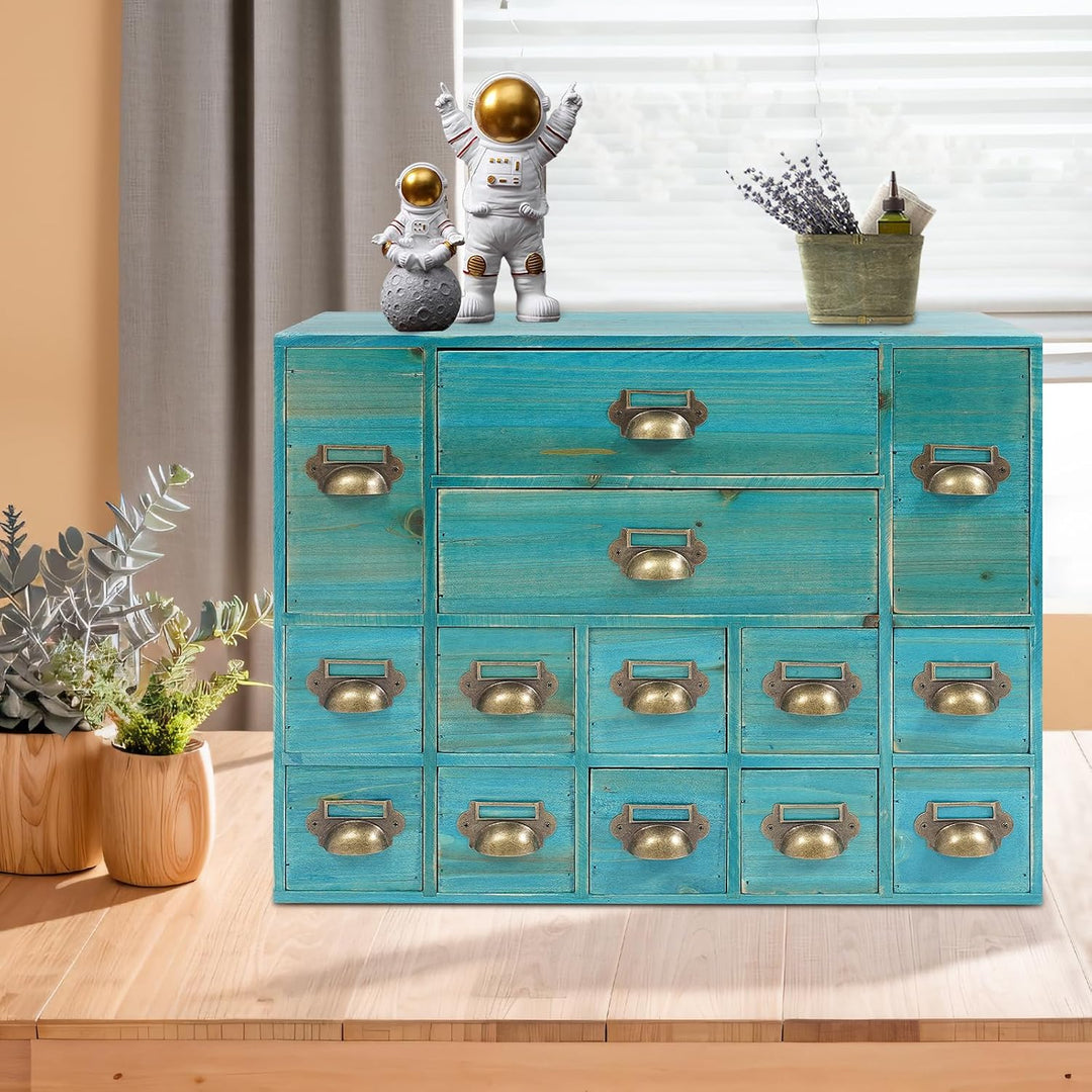 Schubladenbox Holz, Desktop Schreibtisch Organizer Schubladen Organizer mit 14 Schubladen, Aufbewahr