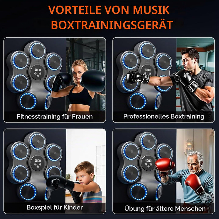 Music Boxing Machine für Erwachsene, Wandmontierte LED Licht Bluetooth Musikboxing Maschine Blau-7 S