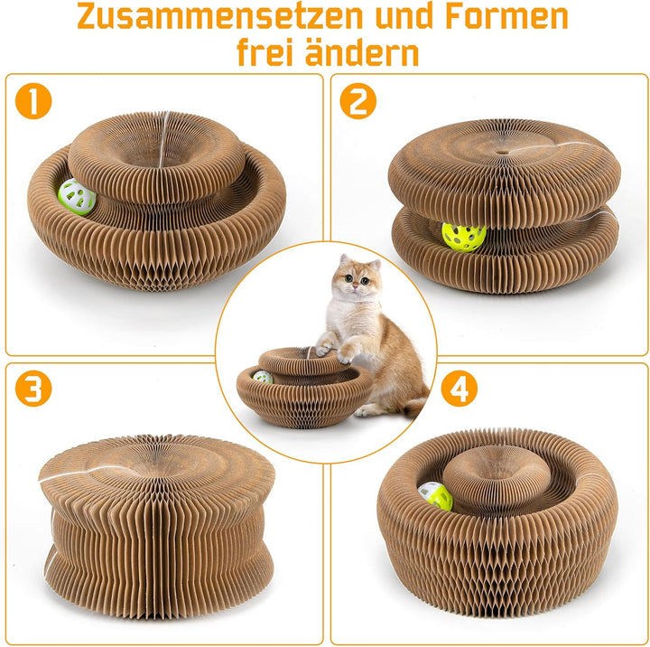Kratzbrett Katze, 2-in-1 Cat Kratzbrett mit Glöckchen, Magische Orgel Cat Scratching Board, Zusammen
