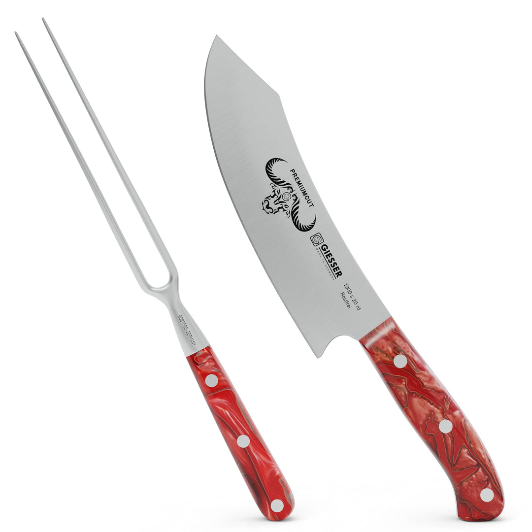 GIESSER seit 1776 - Made in Germany - PremiumCut, Red Diamond, Tranchier Set 2 teilig, Kochmesser 20