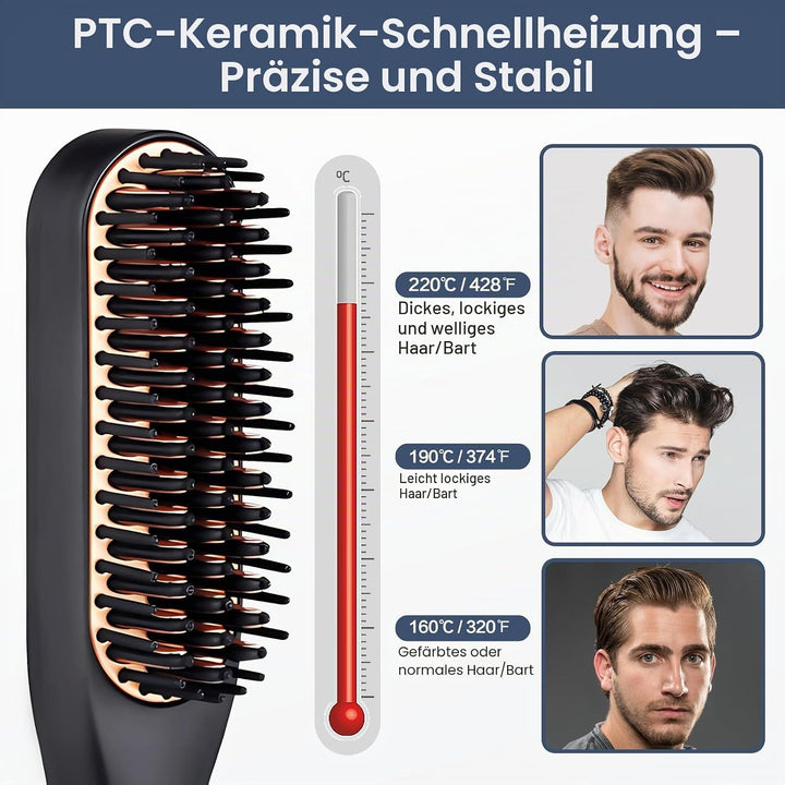 Bartglätter für Männer, Bartglätter Kamm für Männer, Mini Elektrische Bart Glätter mit 3 einstellbar