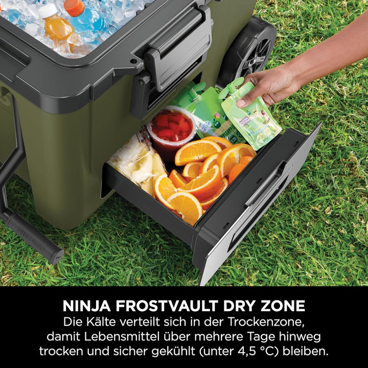 Ninja FrostVault Kühlbox mit Rollen und Isolierung, mit Ninja Thirti Flasche &amp; Kühlakku, integrierte